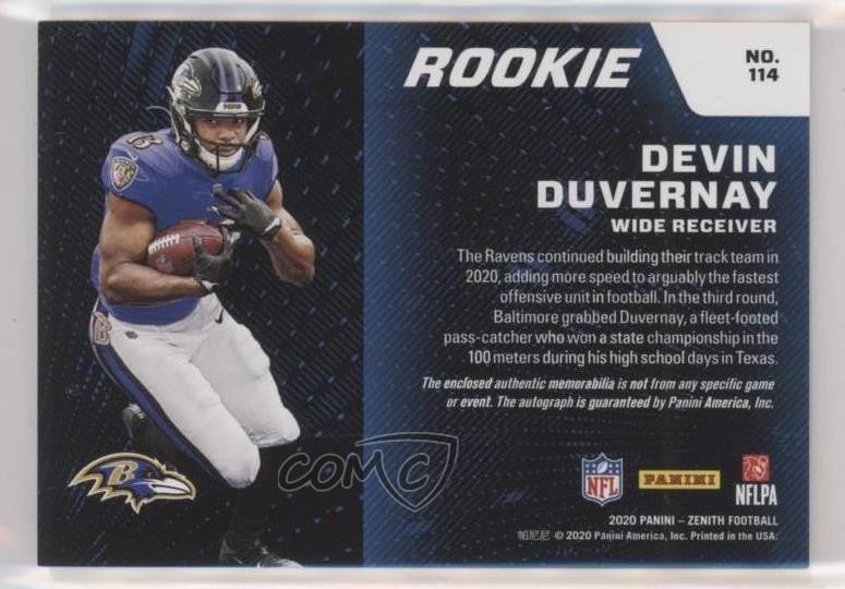 2020 Panini Zenith 75/99 Devin Duvernay #114 RPA Rookie Patch Auto RC 0ei3 view 2