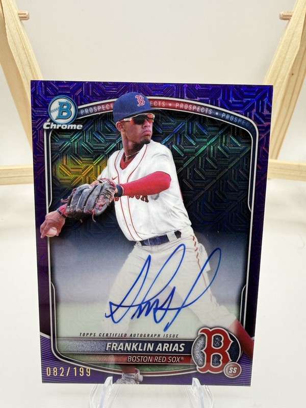 2025 Bowman Chrome Prospects Franklin Arias #BMA-FA Purple Mojo Auto /199