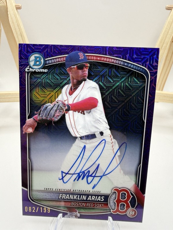 2025 Bowman Chrome Prospects Franklin Arias #BMA-FA Purple Mojo Auto /199 view 2