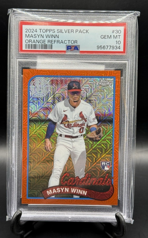 2024 Topps Chrome Silver Pack Masyn Winn Rookie Orange Refractor /25 #30 PSA 10