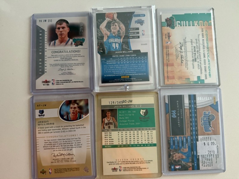 Jason Williams 6 Card Ultra Limited Fleer Certified SP Game Used Jersey Lot #’ed view 2