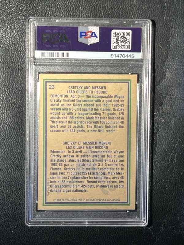 WAYNE GRETZKY MARK MESSIER 1983-84 O-Pee-Chee Oilers Highlights PSA 9 Mint #23 view 2