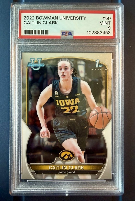 2022-23 Bowman University Chrome Caitlin Clark #50 1st Bowman PSA 9 MINT