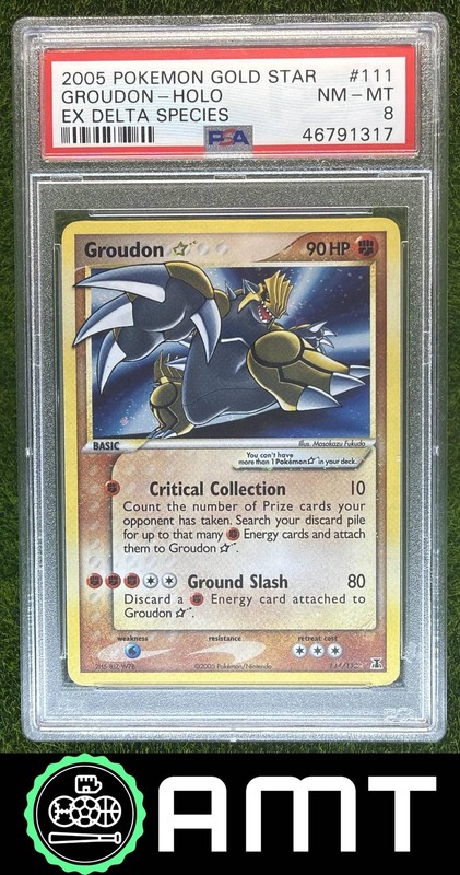 Groudon Gold Star Holo PSA 8 2005 Pokemon EX Delta Species #111/113 1317