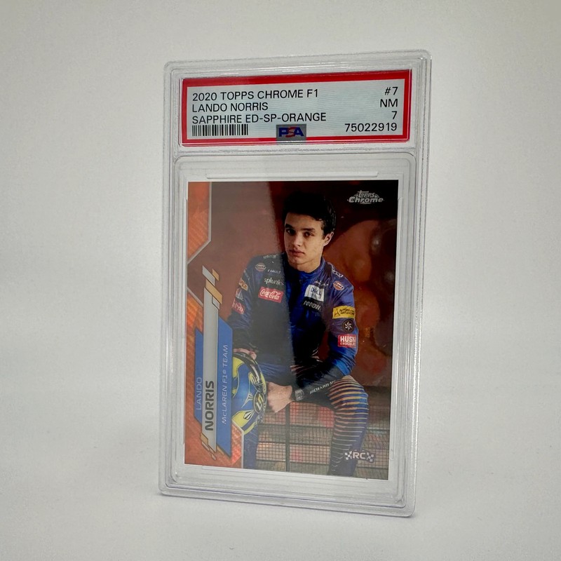 PSA 7 /25 Lando Norris #7 - 2020 Chrome F1 - Sapphire Edition SP Orange view 2