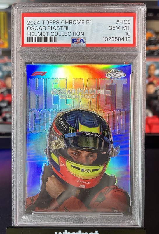 2024 Topps Formula 1 Chrome Oscar Piastri Helmet Collection HC8 HC-8 PSA 10
