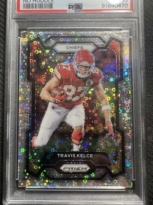 Travis Kelce No Huddle 151 Kansas City Chiefs 2023 Panini Prizm | PSA 10 view 2