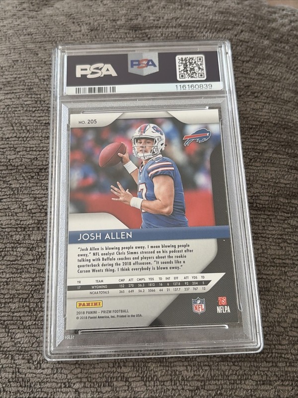 2018 Panini Prizm #205 Josh Allen PSA 8 Buffalo Bills Rookie view 2
