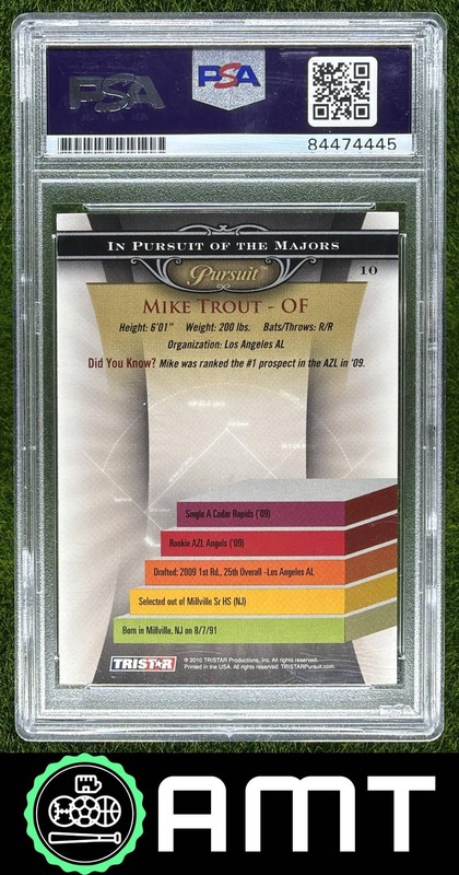 Mike Trout Signed PSA Auto 7 2010 TriStar Pursuit Los Angeles Angels #10 4445 view 2