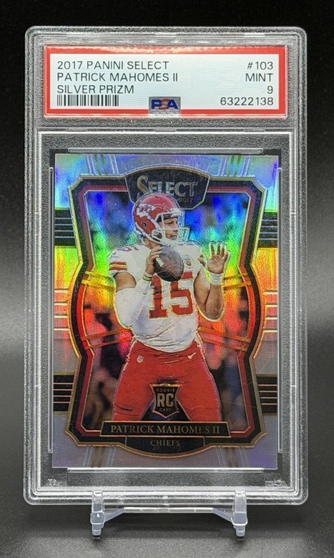 2017 Panini Select🏈Patrick Mahomes ll Silver Prizm RC💥PSA 9💥Premier Level💥