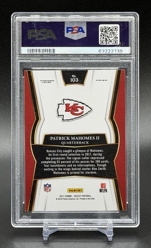 2017 Panini Select🏈Patrick Mahomes ll Silver Prizm RC💥PSA 9💥Premier Level💥 view 2
