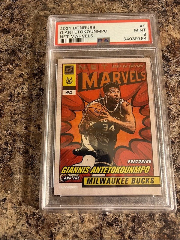 2021-22 Panini Donruss Net Marvels Giannis Antetokounmpo #9 PSA 9