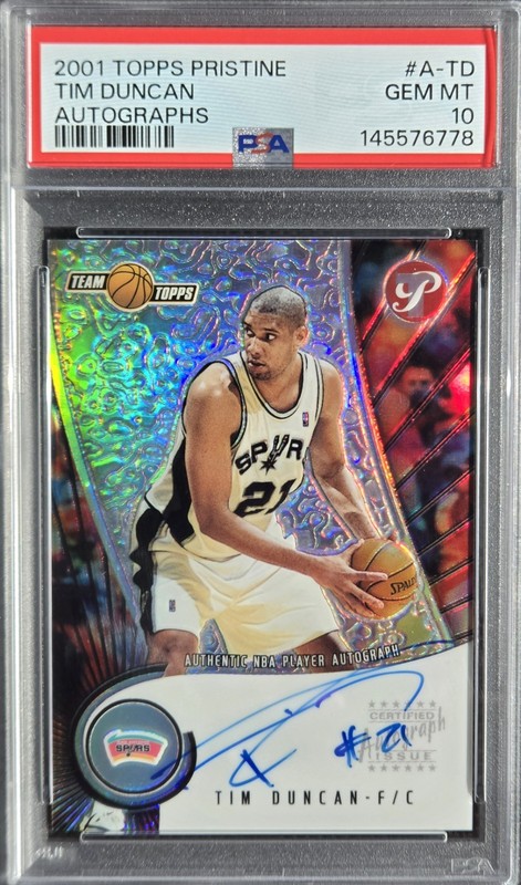 2001-02 Topps Pristine Autographs Tim Duncan SSP Auto #A-TD PSA 10 Gem Mint🔥📈