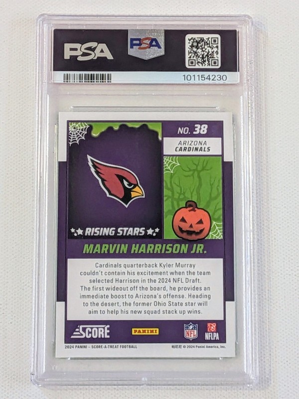 PSA 10 💎 Marvin Harrison Jr. RC 2024 Panini Score-A-Treat - Green Bats view 2