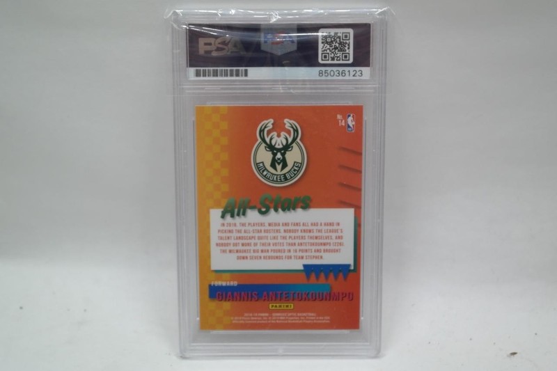 Giannis Antetokounmpo 2018-19 Panini Donruss Optic All Star Autograph DNA PSA view 2