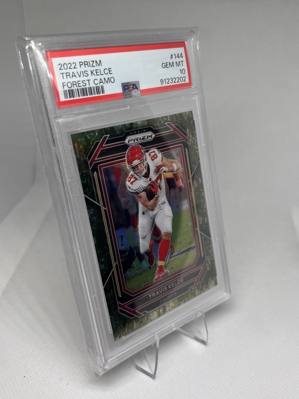 2022 Panini Prizm Football Travis Kelce Forest Camo /15 SSP Psa Gem Mint 10 view 2
