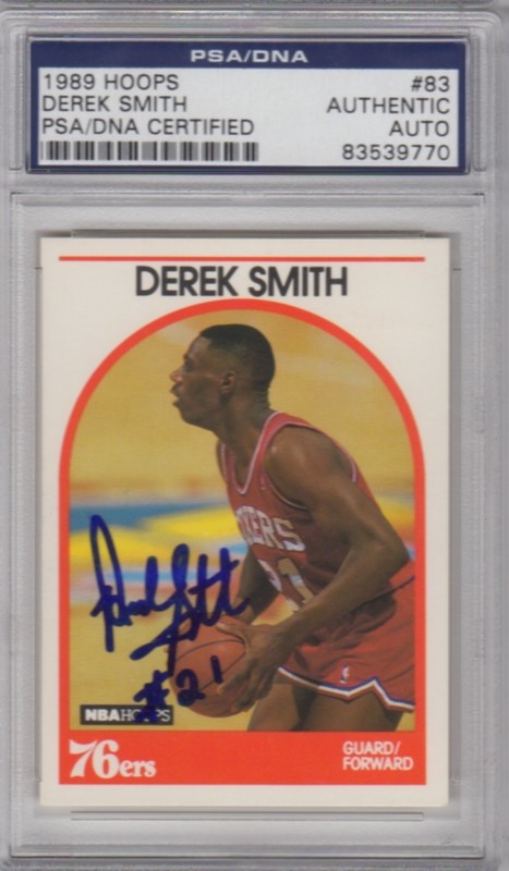 Derek Smith Philadelphia 76ers 1989 Hoops Signed AUTOGRAPH PSA DNA JSA