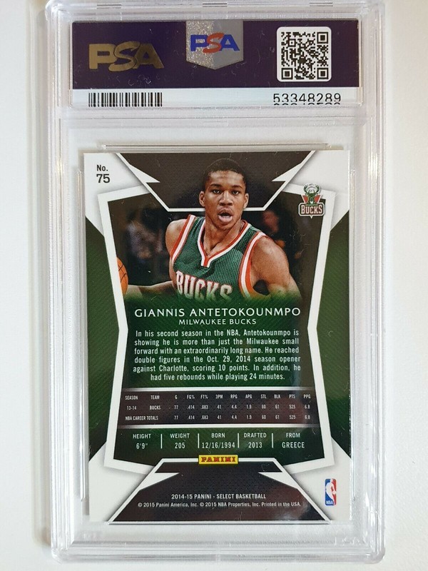 2014 Panini Select Giannis Antetokounmpo #75 - PSA 10 (GEM & LOW POP) view 2