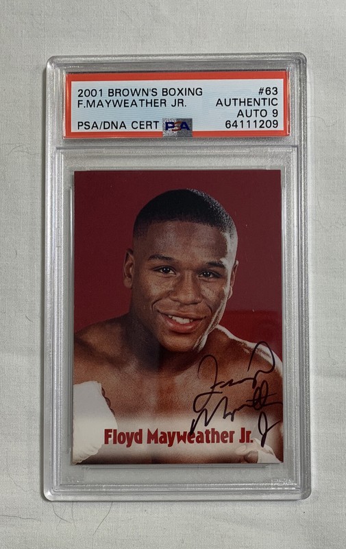 FLOYD MAYWEATHER JR 2001 BROWNS BOXING #63 SIGNED AUTOGRAPH CARD PSA AUTO 9