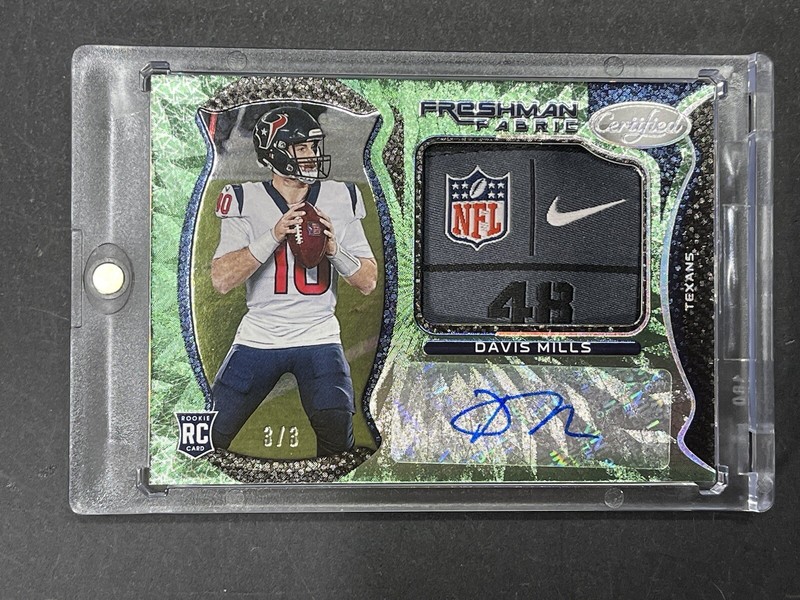2021 Certified Davis Mills 3/3 Rookie RPA Auto Logoman NFL Shield Patch Jersey