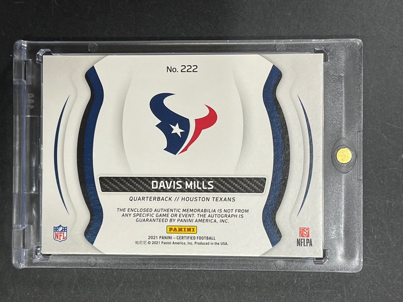 2021 Certified Davis Mills 3/3 Rookie RPA Auto Logoman NFL Shield Patch Jersey view 2