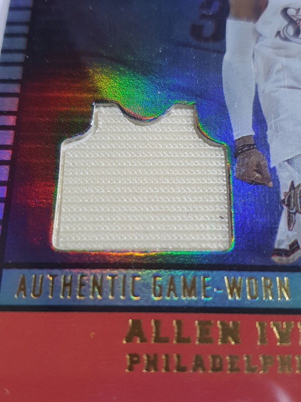 2002 Topps JE Allen Iverson #PATCH Holo Game Worn Jersey - PSA 9 (POP 2) view 2