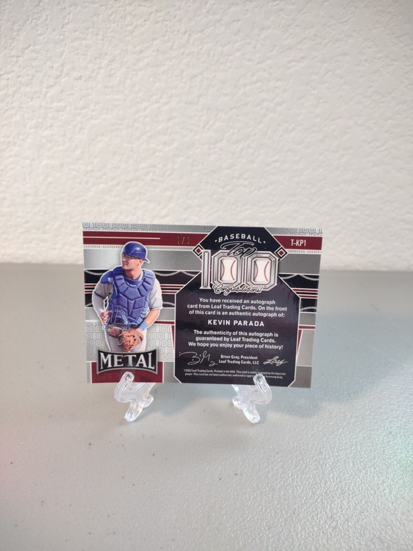 2022 Leaf Metal Kevin Parada Top 100 Snakeskin Crystals 1/1 Auto view 2
