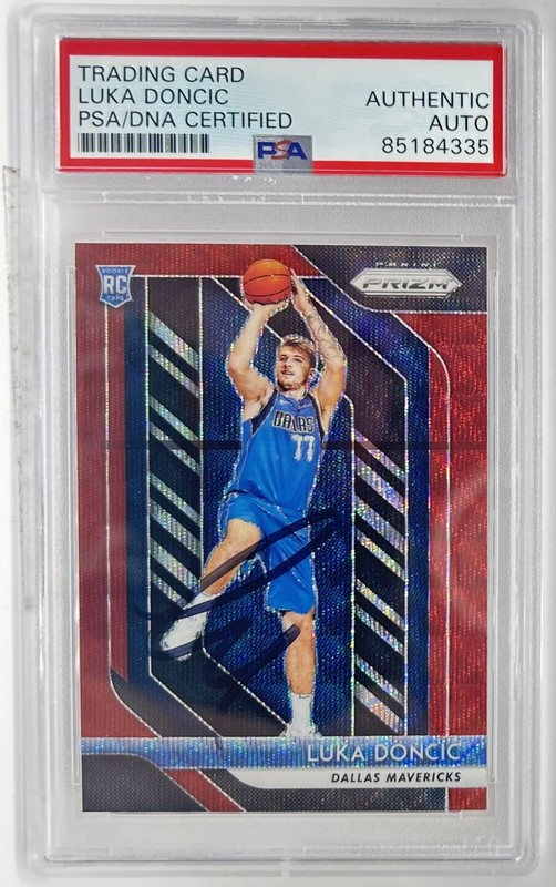 Luka Doncic Signed 2018-19 Panini Prizm Ruby Wave #280 Auto RC PSA/DNA MAVERICKS