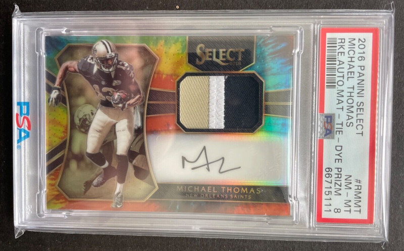 2016 Panini Select Football /25 Auto/Relic #RM-MT Michael Thomas PSA 8