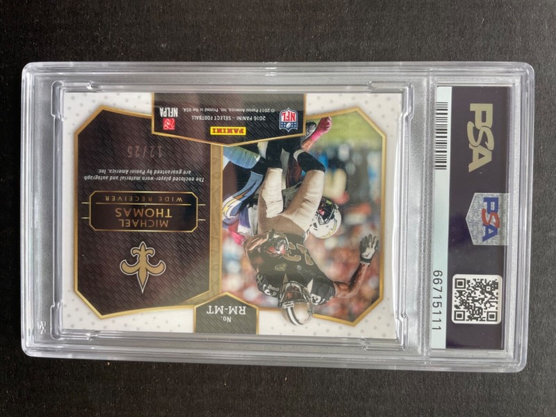 2016 Panini Select Football /25 Auto/Relic #RM-MT Michael Thomas PSA 8 view 2