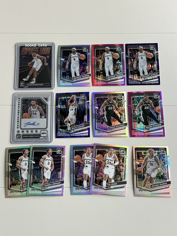 2023-24 Optic NBA SPURS LOT Of 13 w/ Wembanyama RC Prizm Parallels & Auto 🔥📈