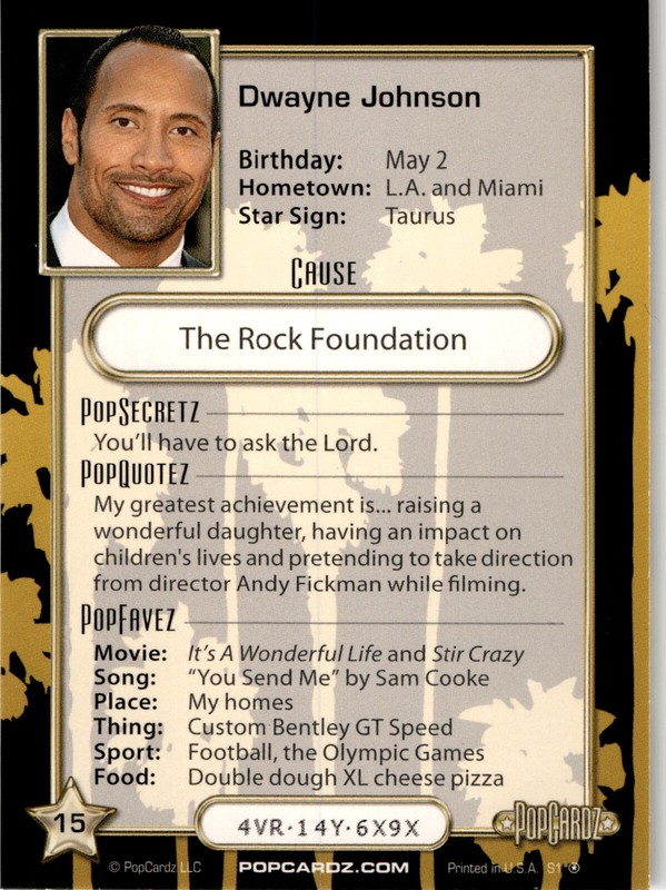 2008 Popcardz  Dwayne Johnson The Rock #15 view 2