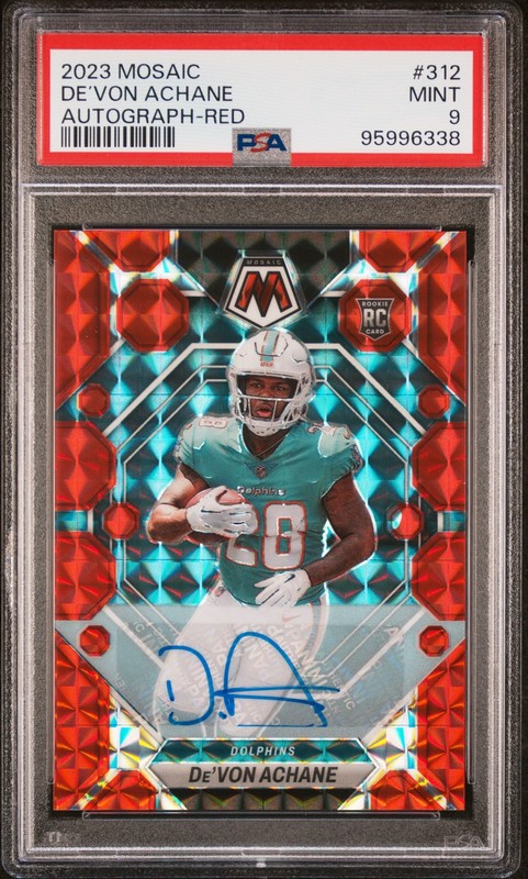 PSA 9 2023 Panini Mosaic #312 De’von Achane Auto Red #/199