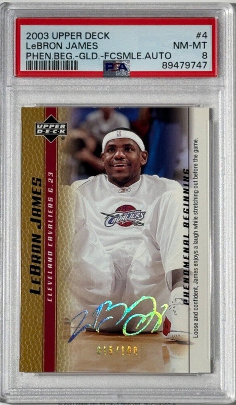 LeBron James 2003 UD Phenomenal Beginnings Gold Facsimile Auto /100 #4 RC PSA 🔥
