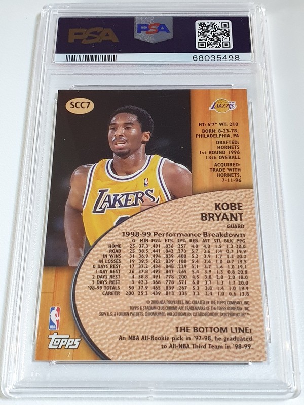 1999 Stadium Club Chrome Kobe Bryant #SCC7 PREVIEWS - PSA 9 (POP 35) view 2