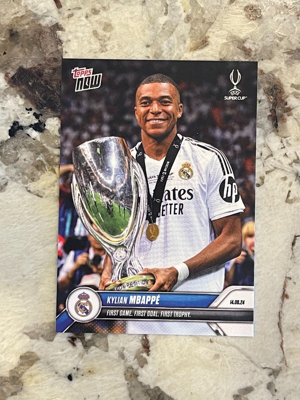 2024 Topps Now UCL Kylian Mbappe #2 First Game Goal Trophy