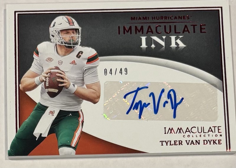 2020 Immaculate Collection Tyler Van Dyke Immaculate Ink Auto #4/49 Hurricanes