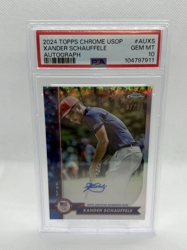 2024 Topps Chrome US Olympic Xander Schauffele Refractor Auto /38 PSA 10 #AUXS