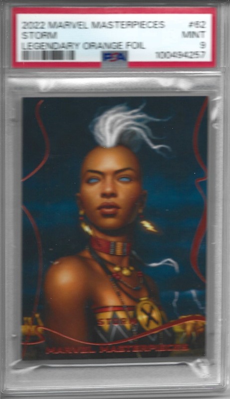 2022 Marvel Masterpieces Storm Legendary Orange /99 PSA 9