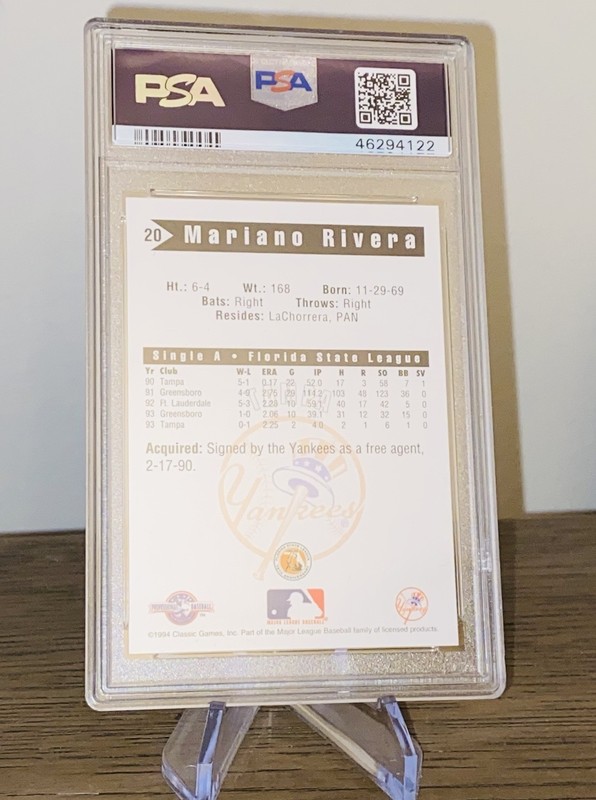 Mariano Rivera 1994 Classic #20 PSA 10 Tampa Yankees NY Yankees view 2