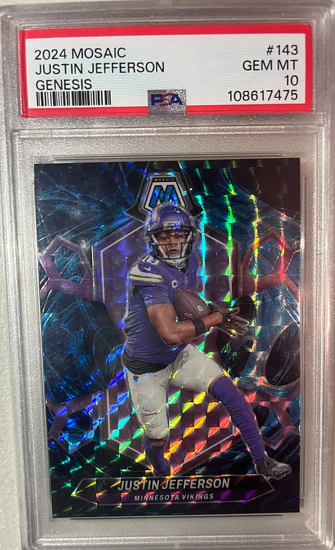 2024 Panini Mosaic Justin Jefferson Genesis PSA 10 Gem Mint 10 JJ Vikings #143