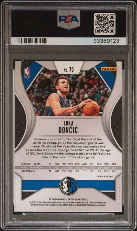 2019-20 Panini Prizm #75 Luka Doncic Orange Ice Prizm PSA 10 ~ Mavericks Lakers view 2
