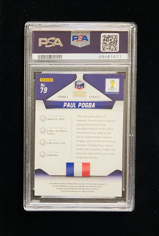 2014 Panini Prizm World Cup Paul Pogba Rookie Card #79 PSA 10 France view 2