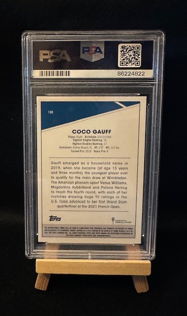 2021 TOPPS CHROME TENNIS B&W MINI-DIAMOND #100 COCO GAUFF PSA 9 view 2