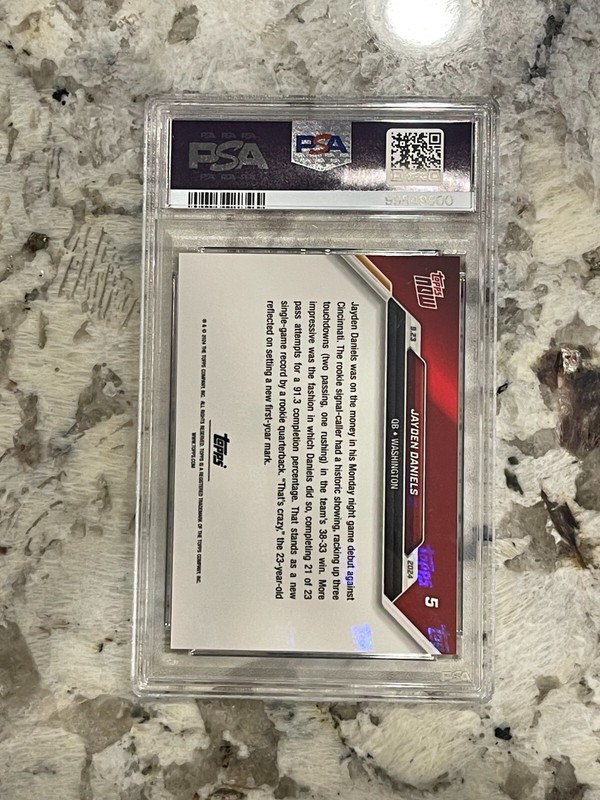 2024 Topps Now Jayden Daniels RC #5 PSA 10 view 2