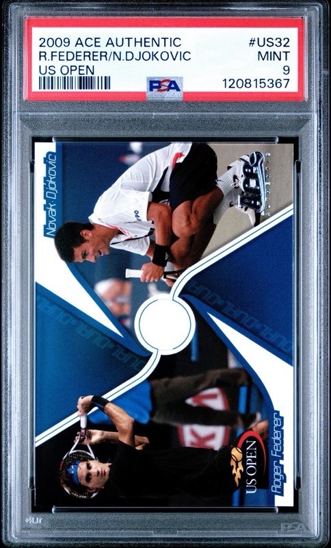 Roger Federer Novak Djokovic 2009 Ace Authentic Grand Slam US Open PSA 9 Mint