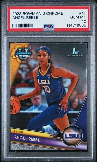 2023-24 BOWMAN U CHROME 49 ANGEL REESE RC Rookie LSU / SKY NCAA WNBA PSA 10