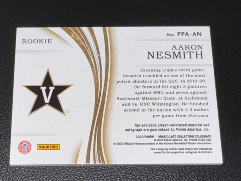 Aaron Nesmith 2020-21 Panini Immaculate Collection LAUNDRY TAG Patch RC Auto /5! view 2