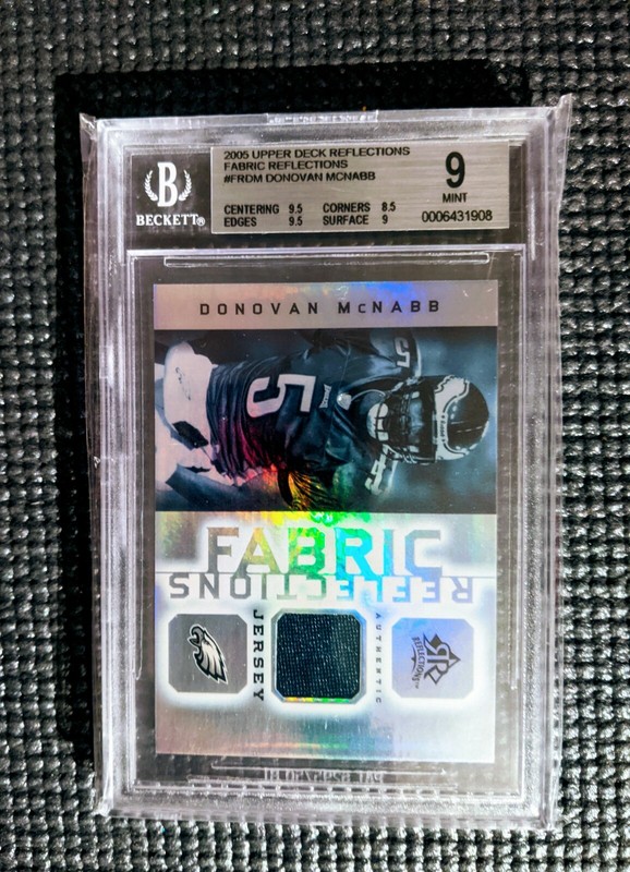 2005 UD Reflections Fabric Reflection Donovan McNabb Game Used Jersey Card BGS 9