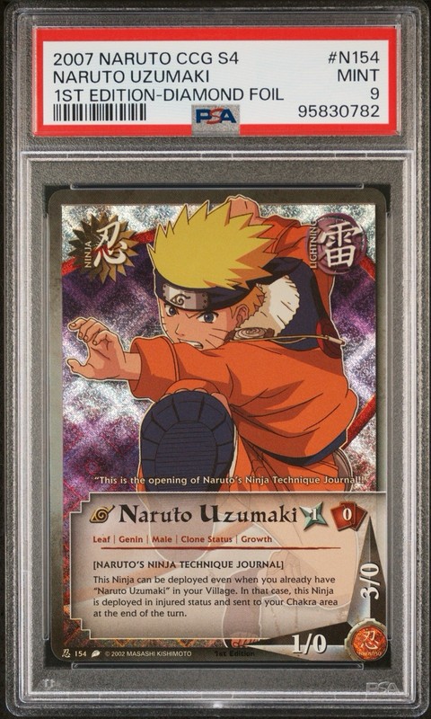 *PSA 9* Naruto Uzumaki 154 Diamond Foil 1st Edition - Naruto CCG Revenge S4